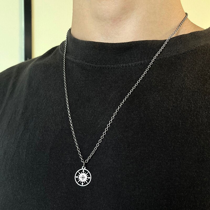 Kompas Ketting Mannen Rvs Ketting Voor Vrouwen Lover 'S Ronde Kompas Handgemaakte Graduation Ketting Vrouwen Mannen Ketting