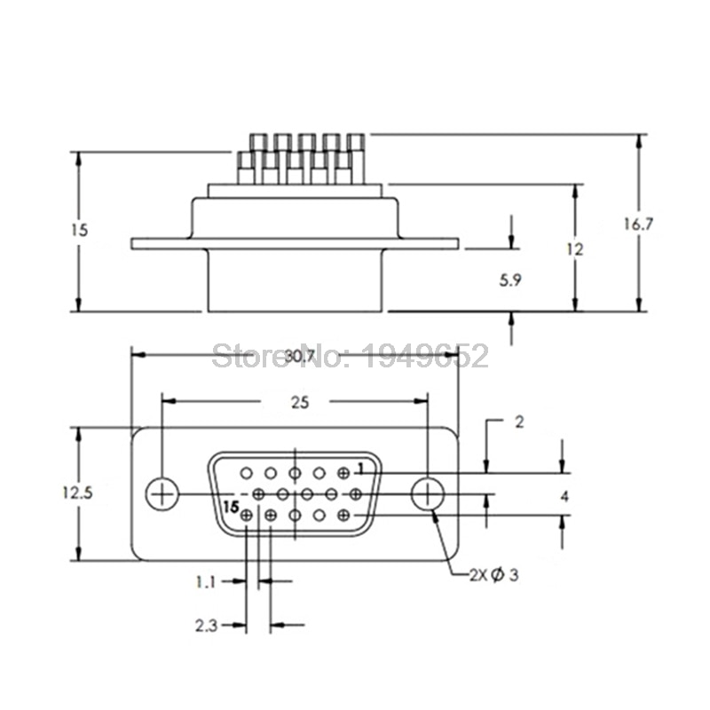 Connecteur de fil à souder DB15, 15 broches à trous, adaptateur VGA à 3 rangées, prise mâle femelle, port série, terminal soudé