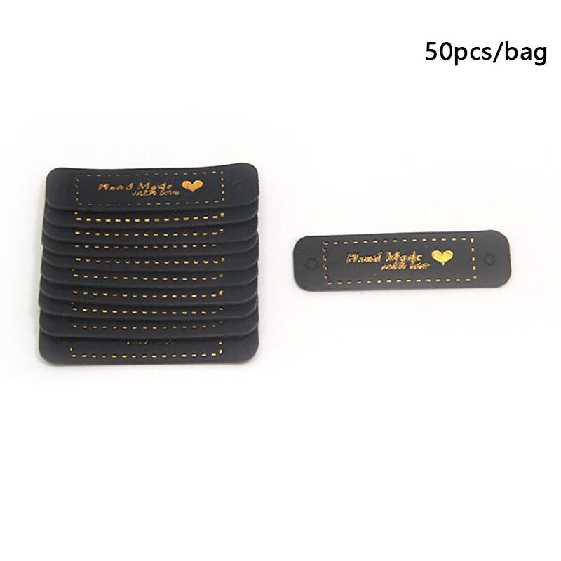 Étiquettes en cuir fait à la main, étiquette à tricoter pour vêtements, fait à la main avec étiquette en PU pour sac, accessoires de couture: BK2