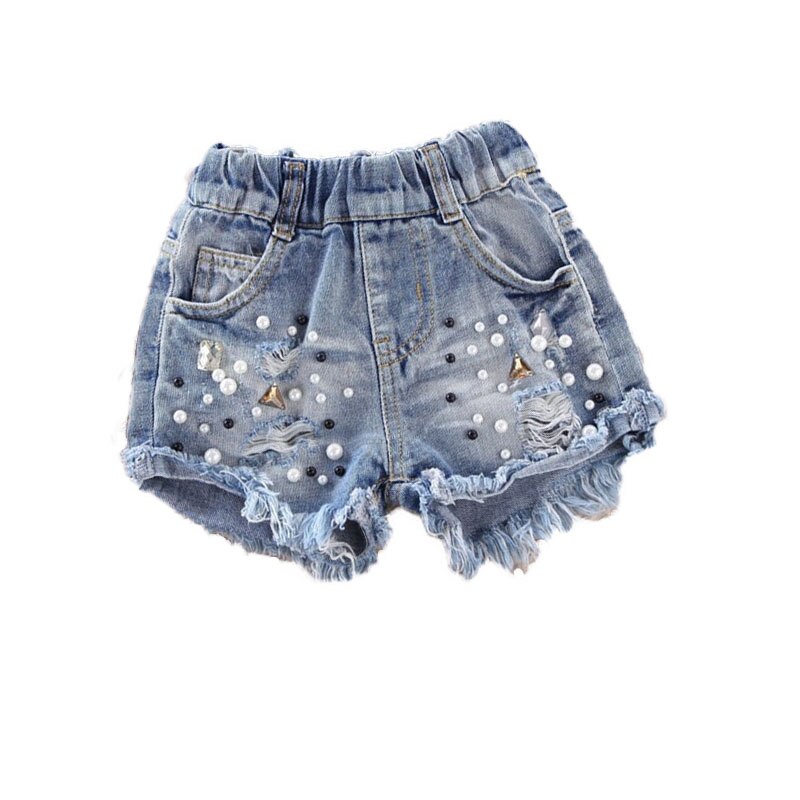 Pigerperle jeans 2-12 sommer koreanske små og mellemstore børns shorts bukser børns leggings