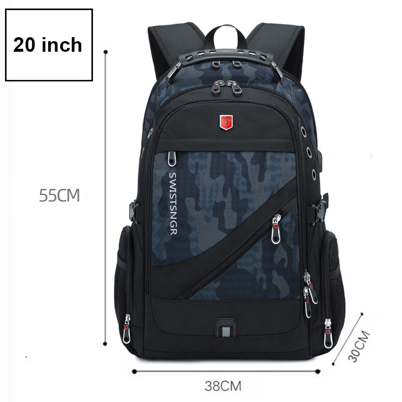 Marken- #39 , diebstahlsicher, wasserdicht, 17 -zoll-laptop-rucksack, usb-ladefunktion, business-reiserucksack, schulrucksack, herren-mochila: Tarnmuster -20 zoll