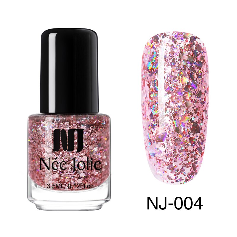 Nee jolie 12 färger nagellack roséguld glitter paljetter gradient serie shimmer flake för nail art diy 3.5ml: Nj -004