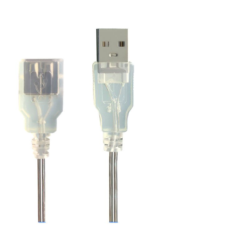 0.3m 1m 5V USB 2.0 Voeding Kabel 2Pin Type A Stekker Vrouwelijke Jack 26awg witte Oplader transparant Koord Verlengdraad L1