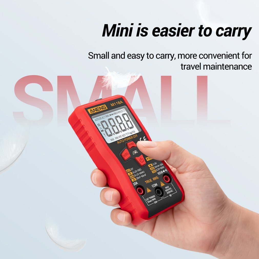 M118A Backlight Digital Multimeter Non Contact Stable LCD Display Measurment Tool ABS Battery Powered Smart Auto Range