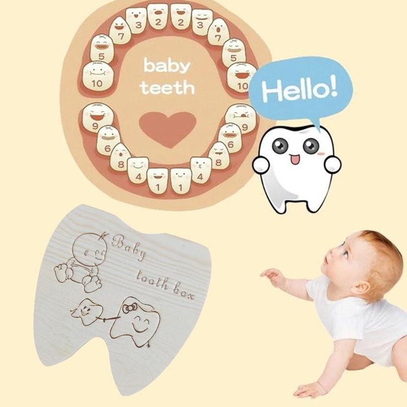 Trä bebishår lövtänder förvaringslåda samla tand bebislåda umbilica babysouvenir spara tänder  m9 q 2