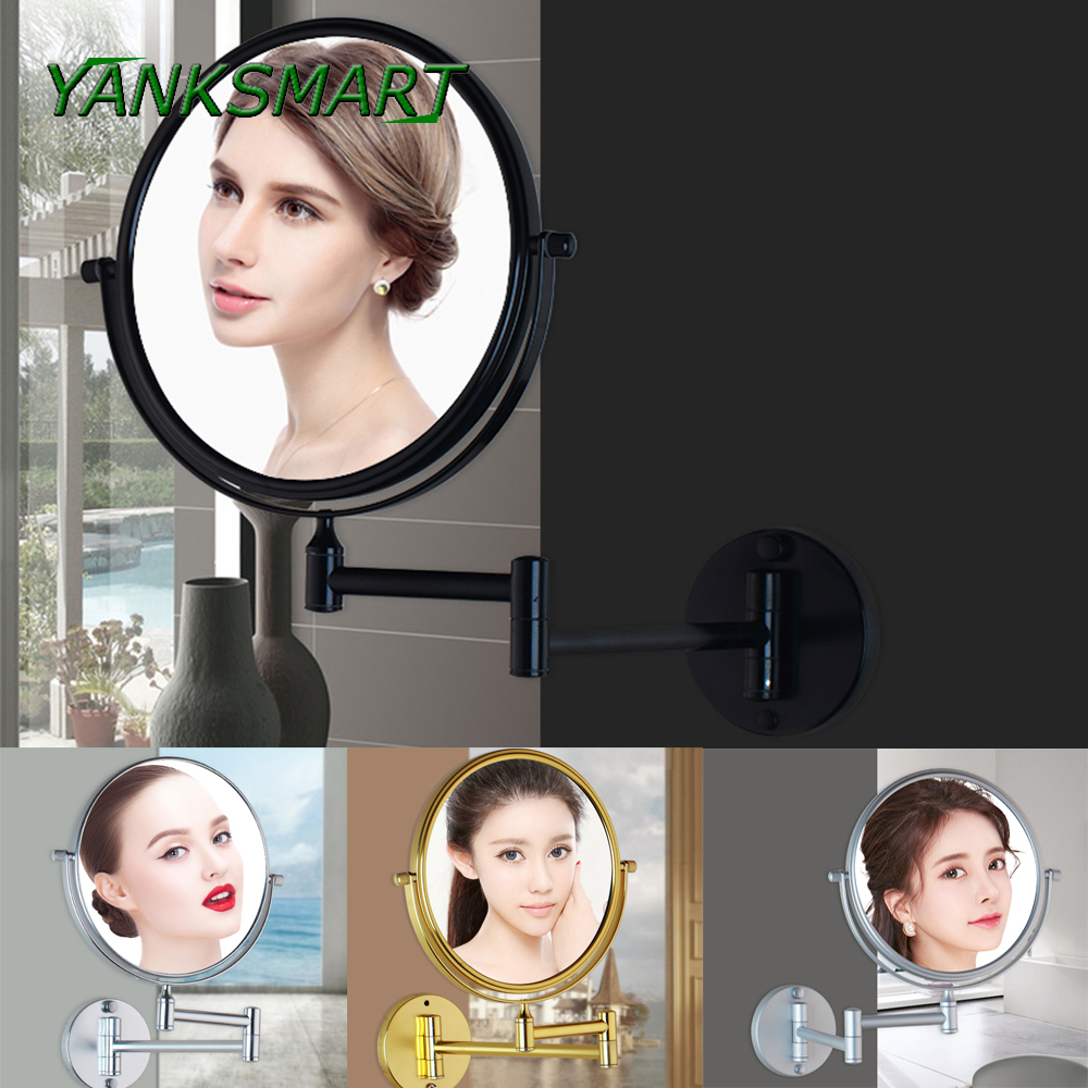 Yanksmart badeværelse makeup spejl vægmonteret udvidelig folde stil forfængelighed spejl sundhed skønhed justerbar