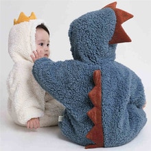 Baby Winter Jumpsuit Baby Baby Jongens Meisjes Cartoon Dinosaurus Fleece Hoodie Romper Kleding Jumpsuit #4D03