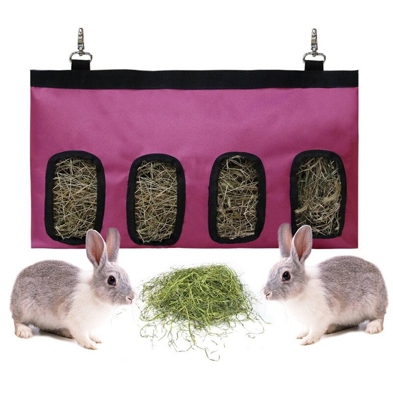 Alimentador de heno para conejos, bolsa Oxford de tela, dispensador de heno, saco, alimentador para mascotas pequeñas: 5