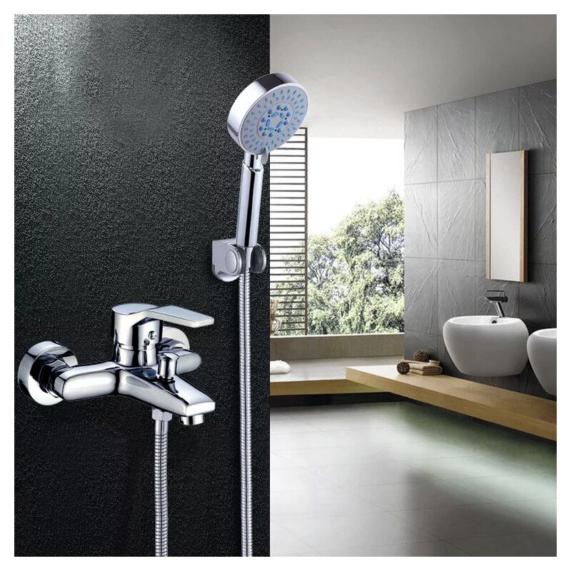 Wandmontage Handdouche Kraan Bad Kraan Valve Badkamer Douche Kranen Warm En Koud Water Mengkraan Mondstuk Tap