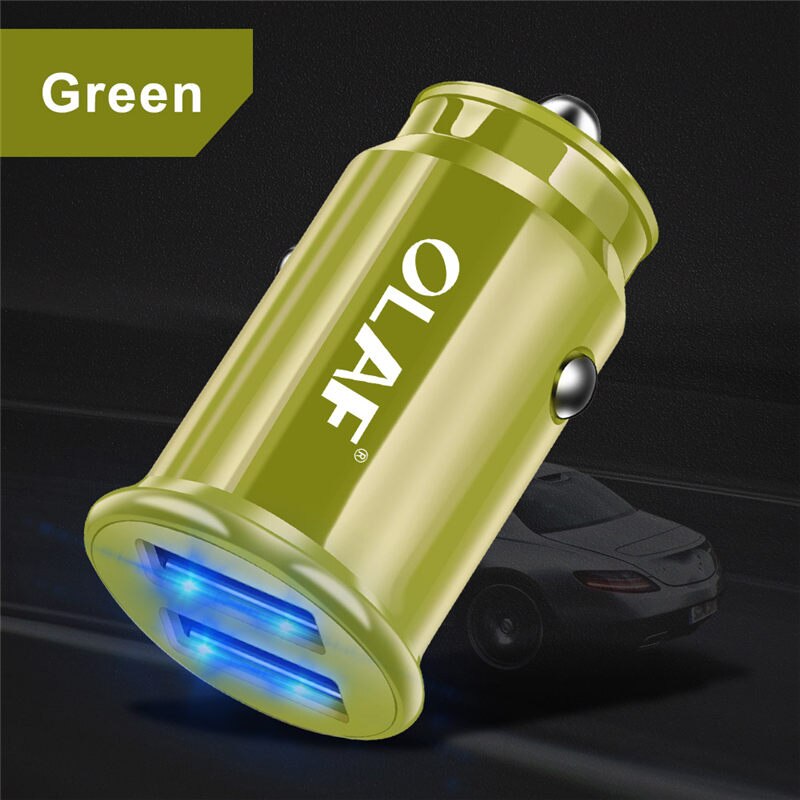 Caricabatteria Da auto doppio USB di Ricarica veloce per Samsung S8 S9 S10 iPhone XS Max Xiaomi Huawei mini Del Telefono mobile dell'automobile adattatore del caricatore in auto: verde