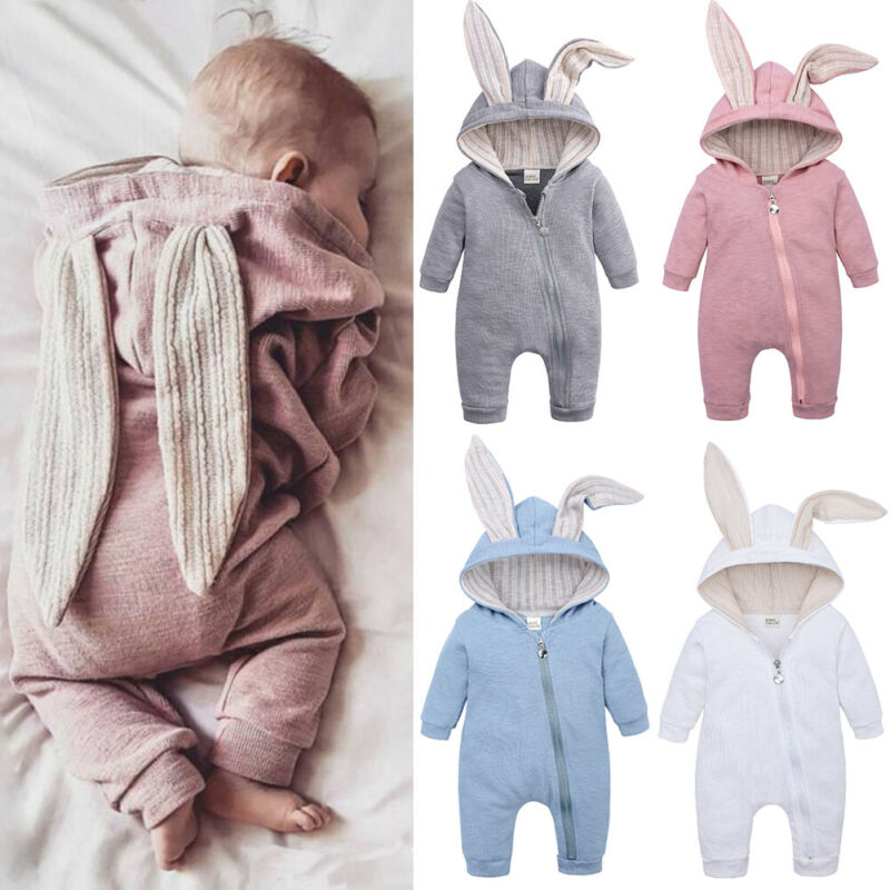 Herfst winter geboren babykleding unisex jongens rompertjes kinderen comfortabel schattig konijnenoren meisjes baby jumpsuit 3 9 12 maanden