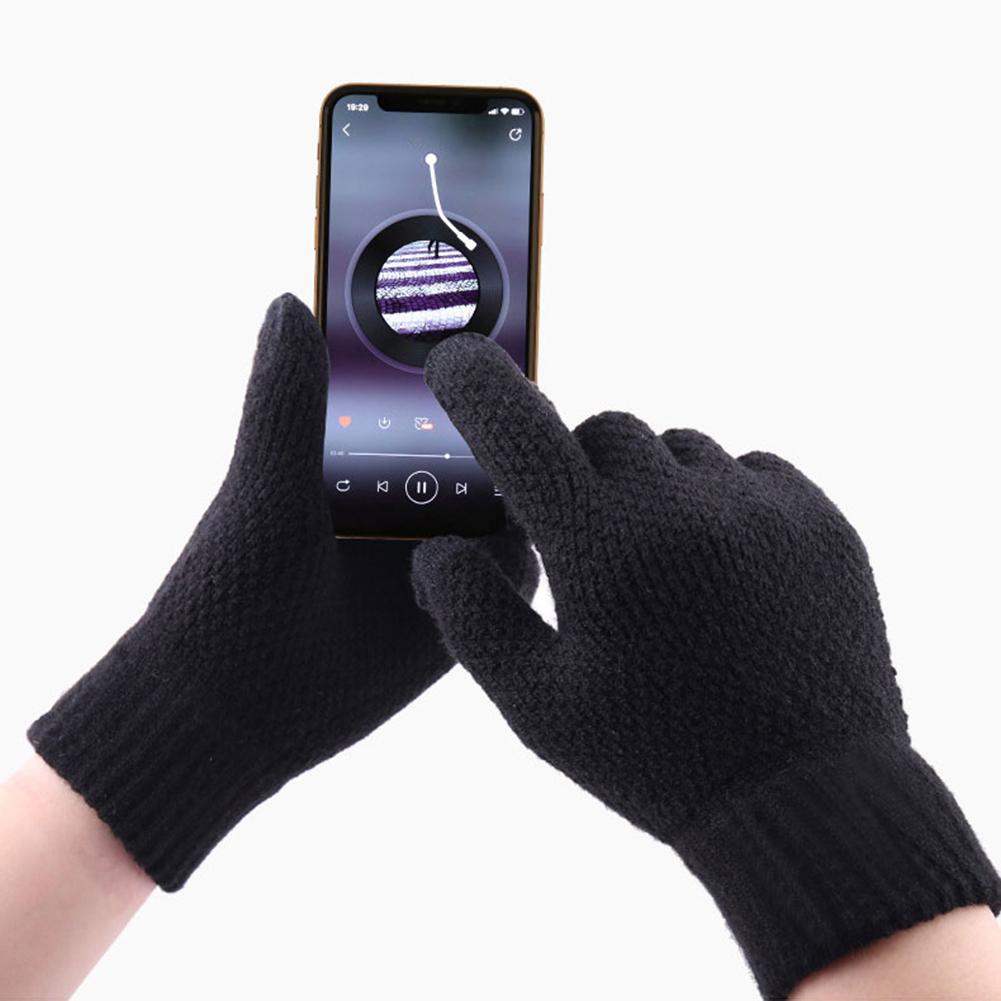 Menn vinterfarge full finger berøringsskjerm fleece foret varm strikketømmer kjøkkenhage kutt resistente hansker