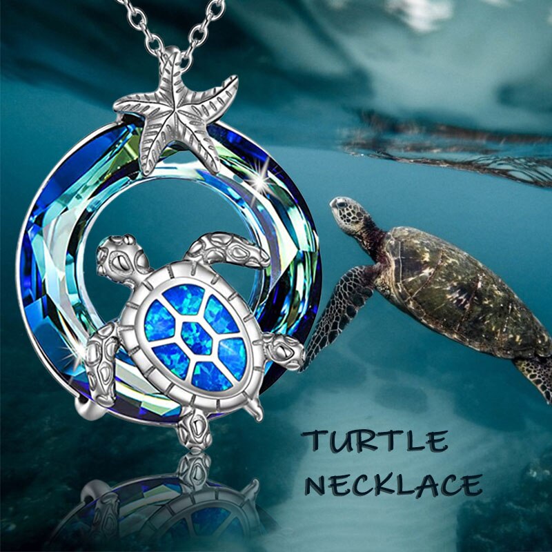 Ketting Sieraden Ronde Crystal Schildpad Kettingen Schildpad Oceaan Hanger Sieraden Voor Vrouwen Meisje Mom Vrouw