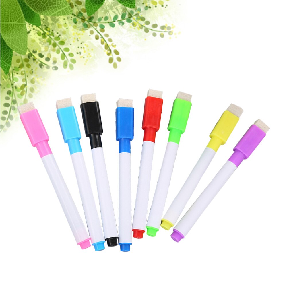 24pcs Erasable Whiteboard Pen Magnetic Whiteboard Pen Erasable Marker Carrying Brush (8 Colors)