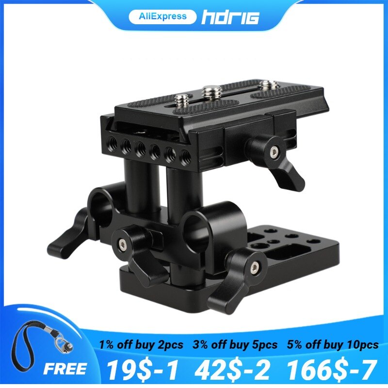 HDRIG Universal Base QR Plate Quick Release Mount Base QR Plate with 15mm Rod Clamp for Manfrotto Standard Accessory