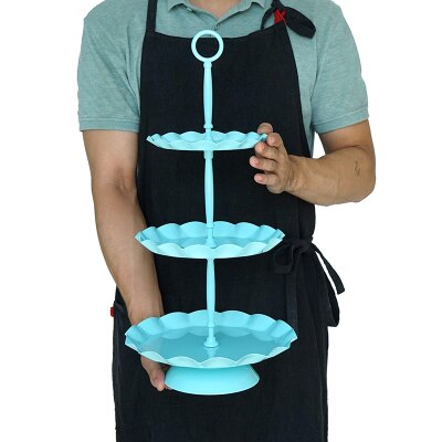 Sweetgo baby blue kagestander cupcake bakke kageværktøj boligdekoration dessertbord dekoration fest leverandører 3 etagers fuglebur: 3 niveauer