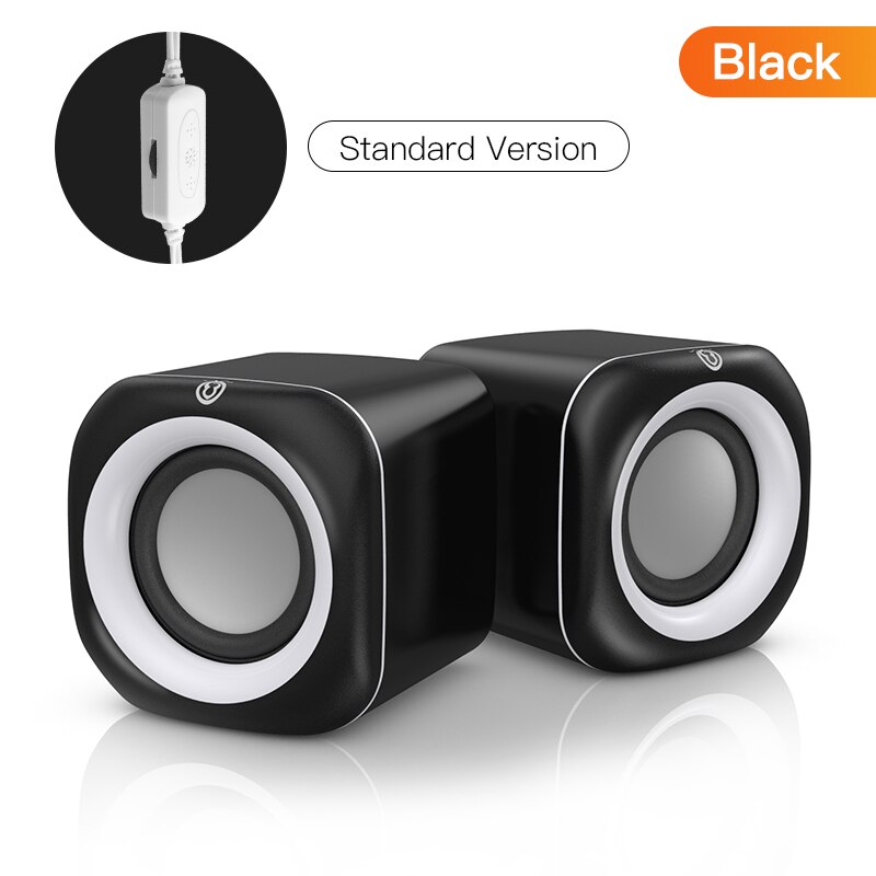 Computer Speaker Mini USB Protable Speakers 4D Stereo Bass Sound Subwoofer Music Player for PC Laptop Multimedia Loudspeaker: black