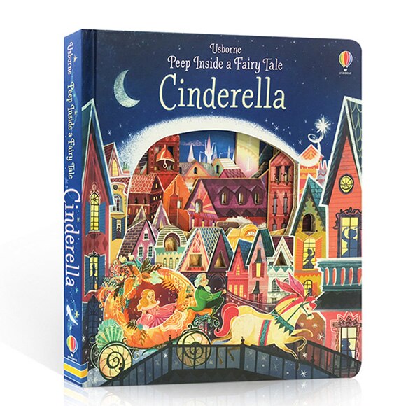 3D Engligsh Peep Libri di 14 pagine di Cartone con Hollow includono Animali Giardino Dinosauro per I Bambini Prima di Coricarsi Libro di Storia 19.5*16.5 centimetri: Cinderella