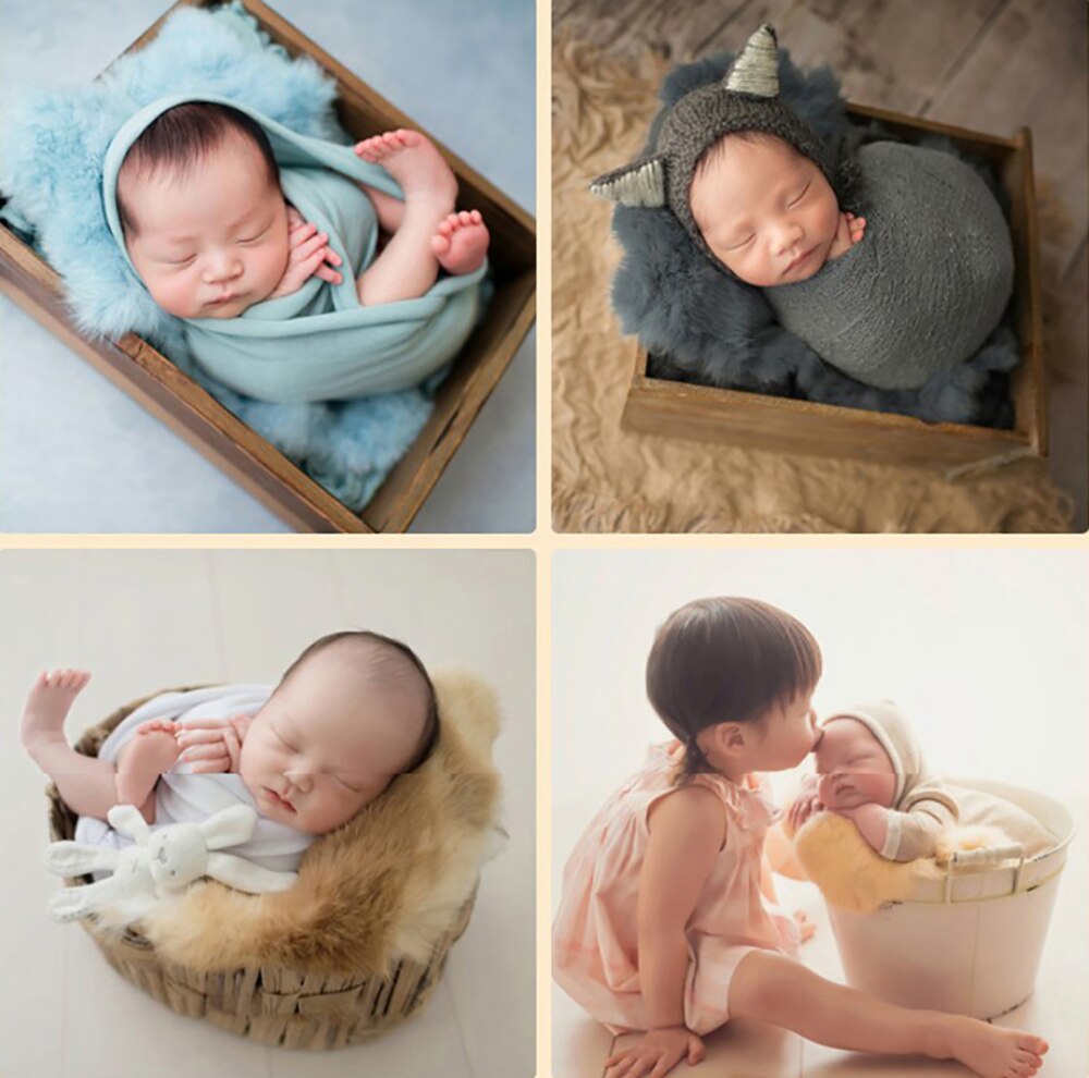Birth Photo Shoot Background Blanket Rabbit Fur Baby Baby Girl Birth Photography Props Blanket Accessories