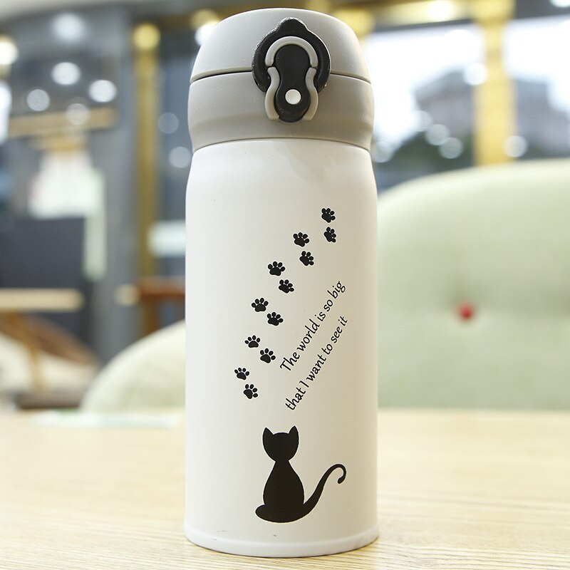 350Ml Cartoon Kat Rvs Thermosflessen Thermos Mok Thermische Water Fles Tumbler Thermocup: Style 4