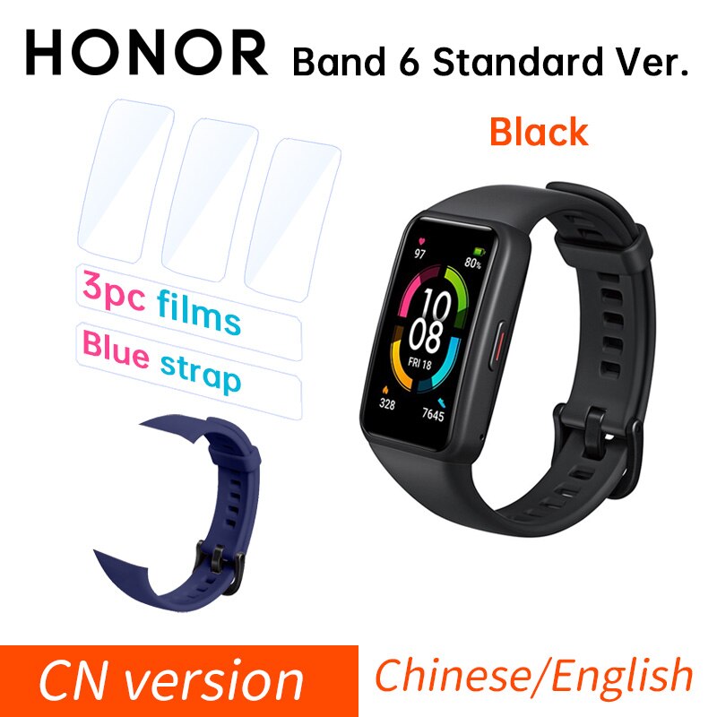 Honor Band 6 Global / CN Version Smartband Bracelet AMOLED Color Touchscreen Blood Oxygen SpO2 Heart Rate Sleep Swim Waterproof: Std B F Cable Pink S