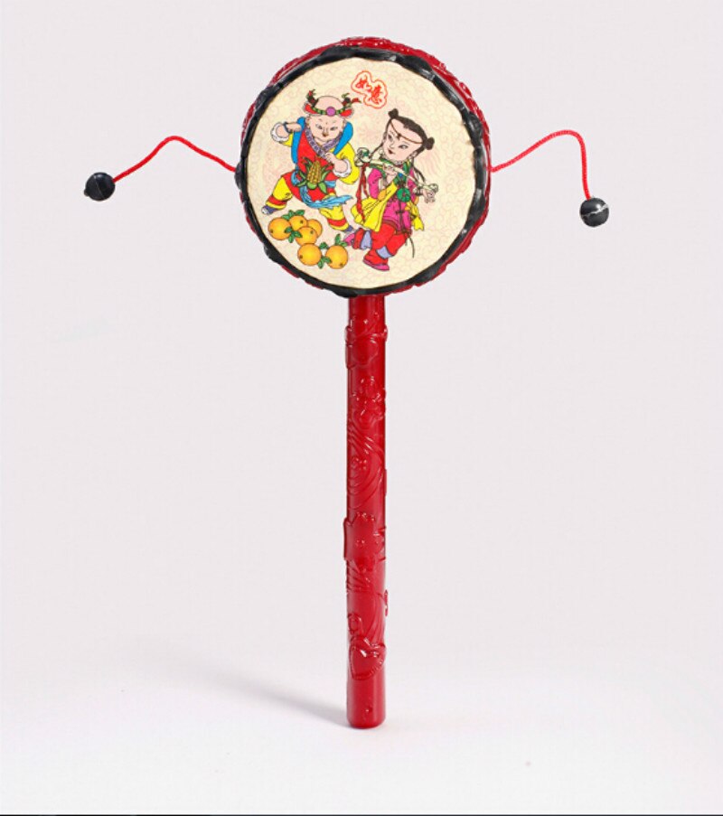 Tranditonal chocalho-tambores conjuntos martelo brinquedos vermelho china bebê tambor martelo chocalho bebê voz brinquedos para o divertimento