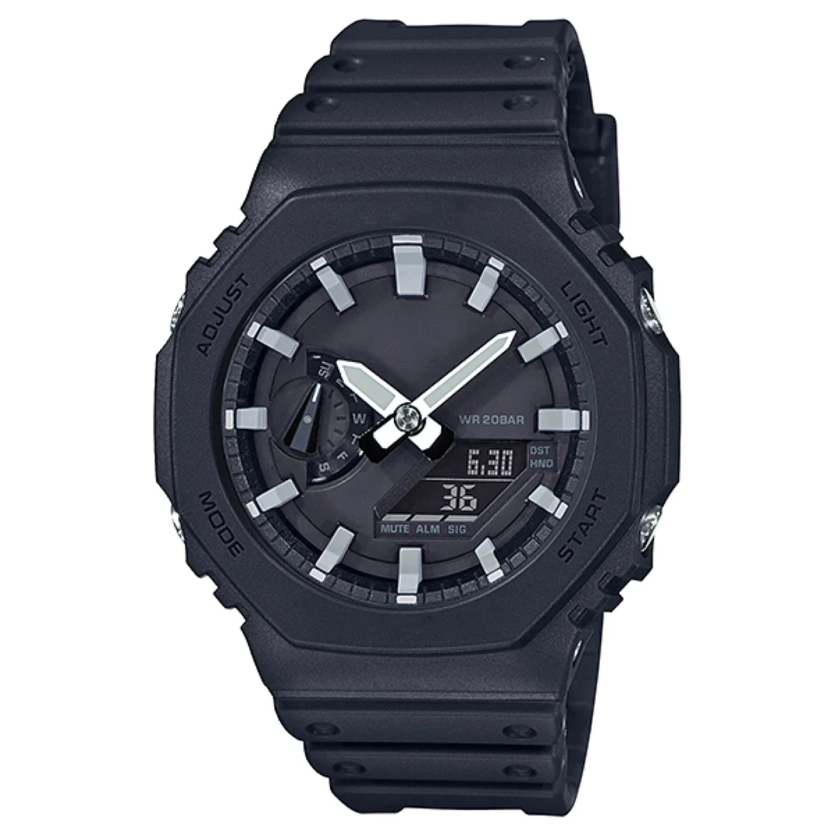 GA-2100 Men's Watch Waterproof and Shockproof Date G Sports Alarm Clock Multi SHOCK functional LED Dual Screen Watch: Blue
