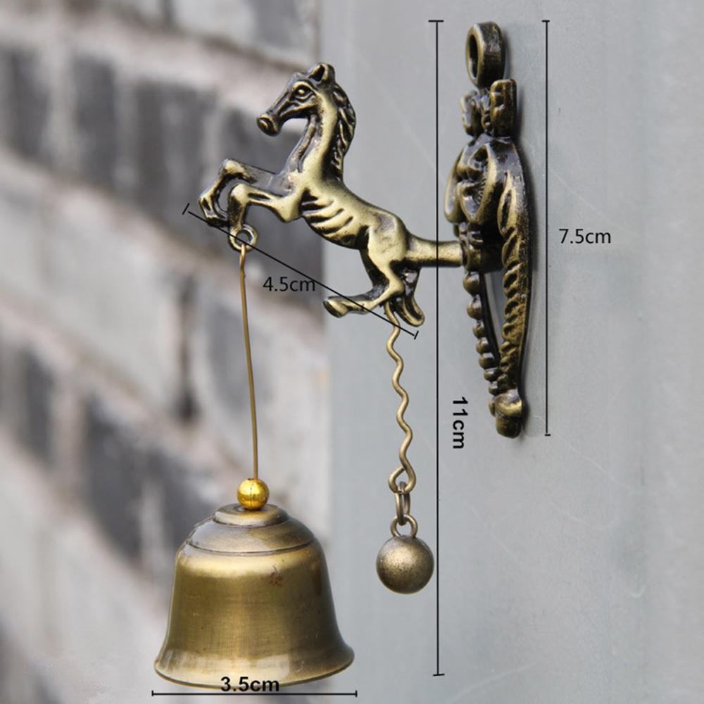 Timbre decorativo Retro para puerta de tienda, campanilla pequeña para puerta de tienda, jardín, porche, entrada delantera, decoración del hogar: Horse
