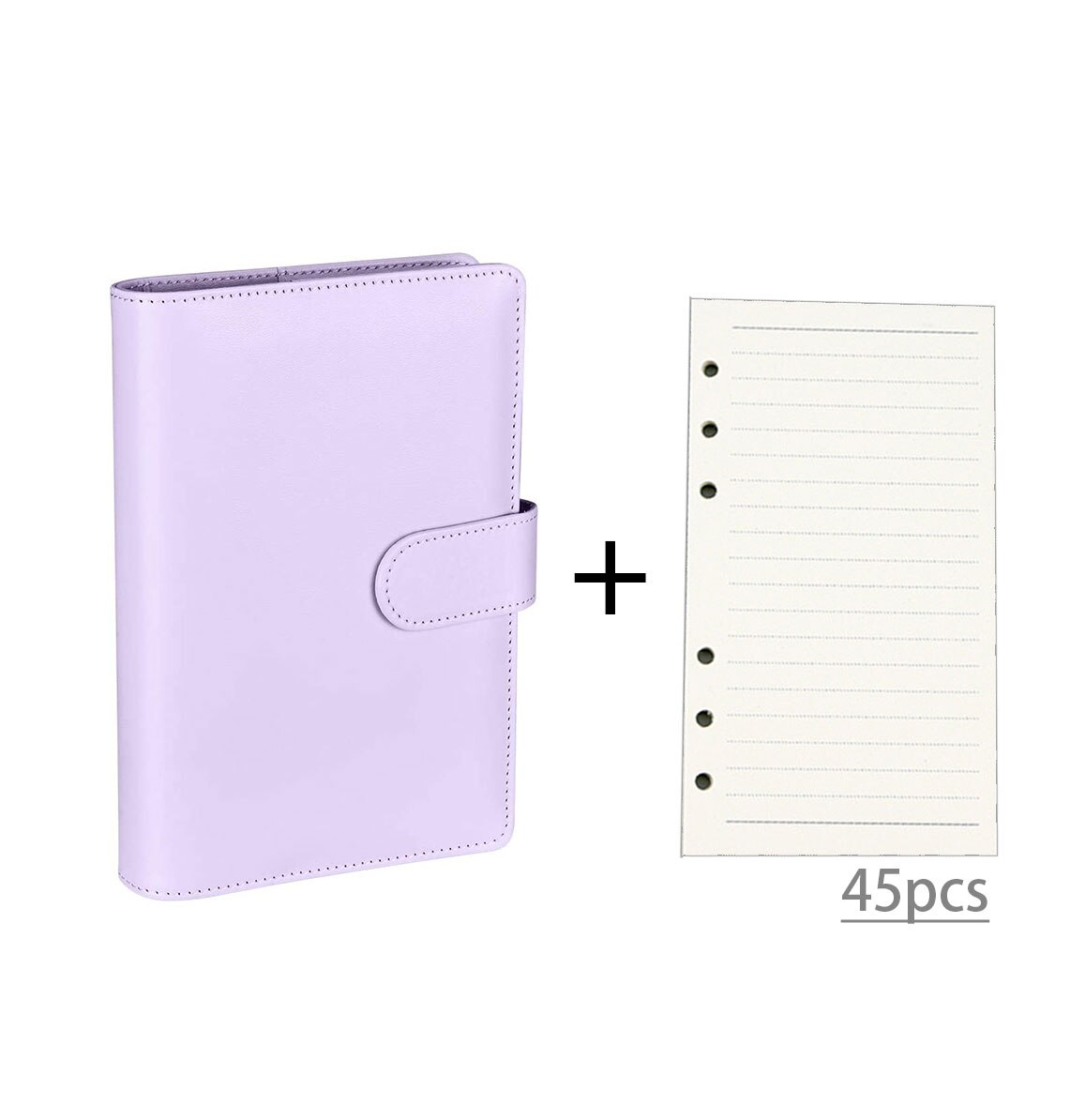 A6 Pu Loose Leaf Binder Losbladige Kern Diy Bindmiddel Notebook Cover Note Book Journal Kantoor School Briefpapier: purple-45 sheet