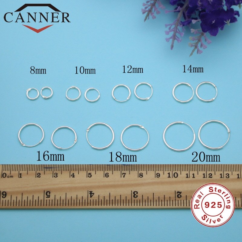 CANNER-Mini pendientes de aro simples para mujer, de Plata de Ley 925, pendientes redondos de temperamento a la , THN