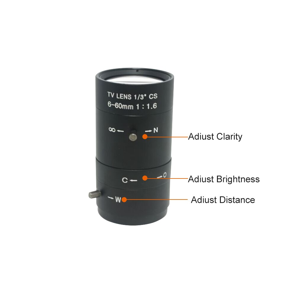 6-60mm CS C Mount Lens Manual IRIS ZOOM Varifocal F1.6 for CCTV Camera Industrial Microscope