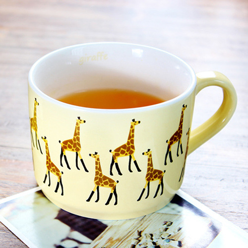 Söta djur giraff kaffekoppar keramiska keramiska koppar: Gul