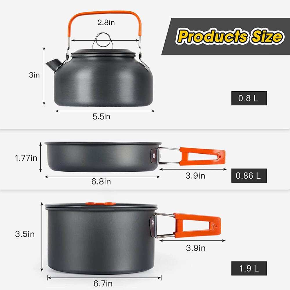 Camping Kookset Outdoor Aluminium Lichtgewicht Uitrusting Camping Kookgerei Kit Voor Reizende Trekkingwandelbenodigdheden