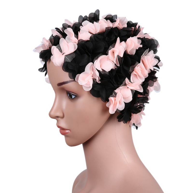 Vattentät badmössa för kvinnor tredimensionell badmössa med blomblad för poolen