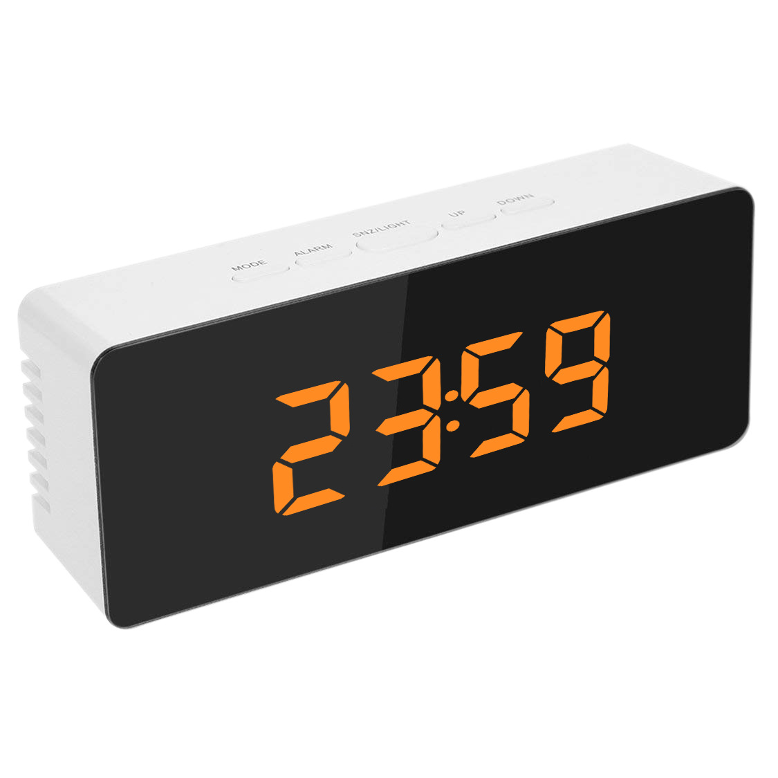 Alarm Clock Digital LED Large Display Portable Modern Battery Operated Mirror Intelligent Alarm Clock with LED Digital Screen: Orange