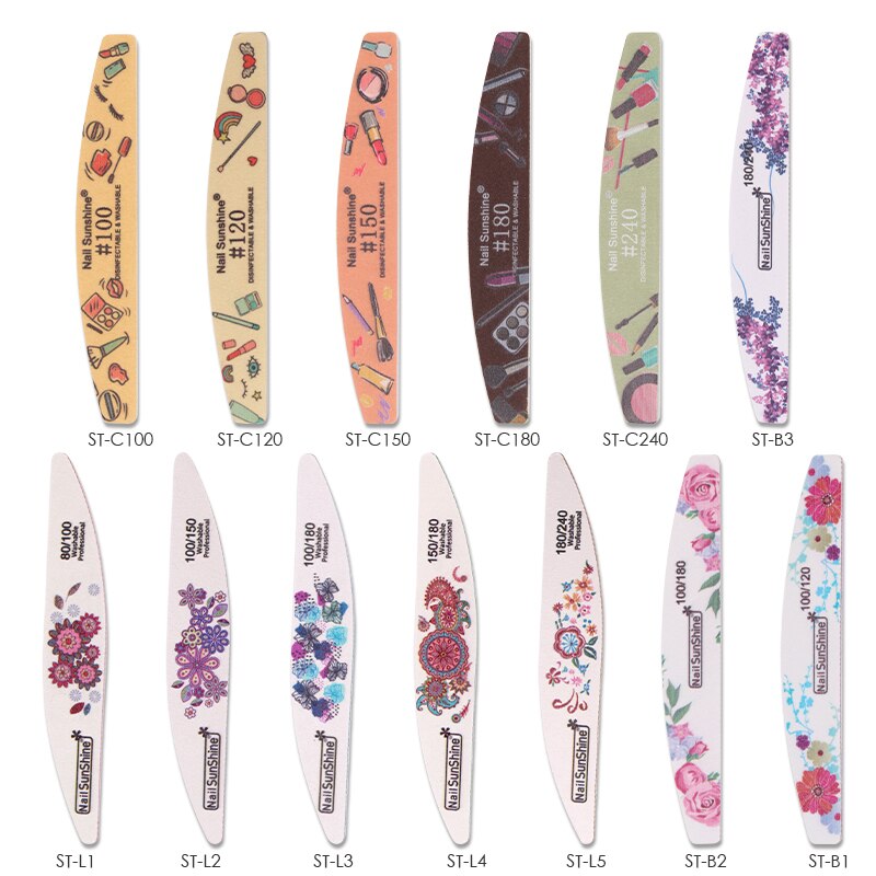 Lidan-limas de uñas con patrón , 2 piezas, doble cara, , herramientas de lijado, media luna, para manicura