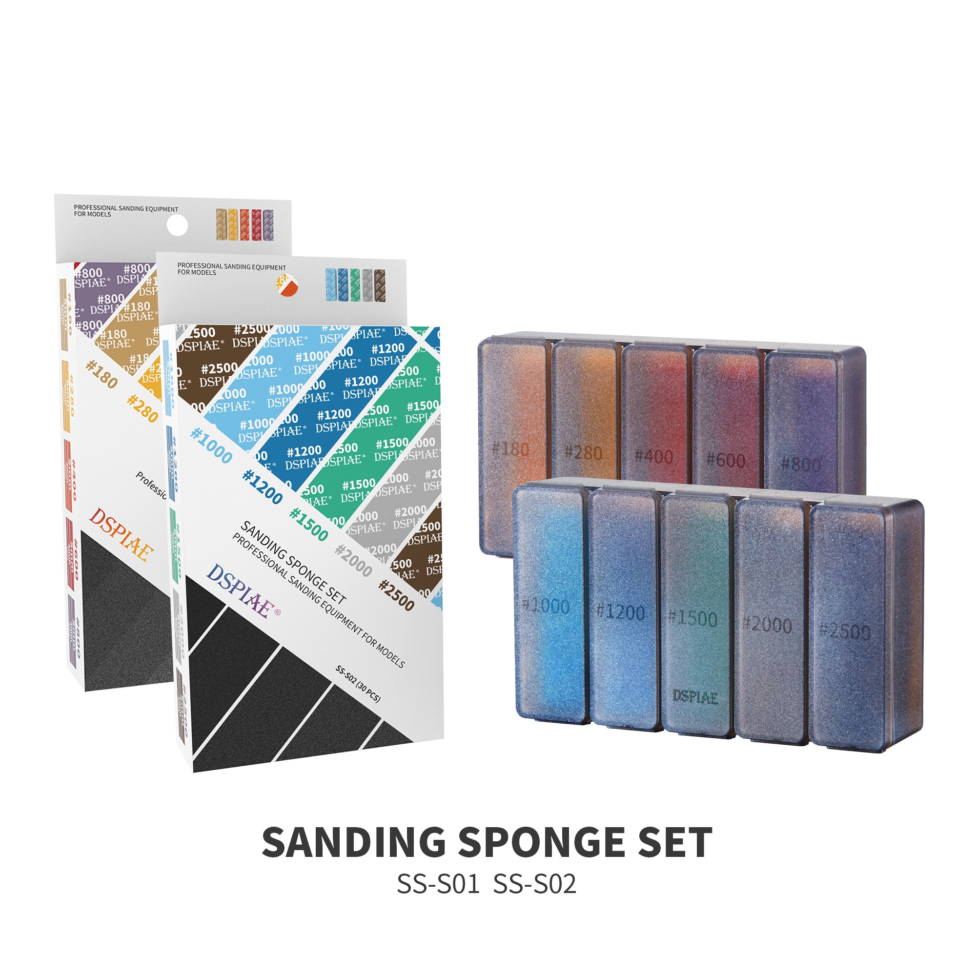 DSPIAE #180~#2500 Sanding Sponge Set Sanding Equipment For Modeler