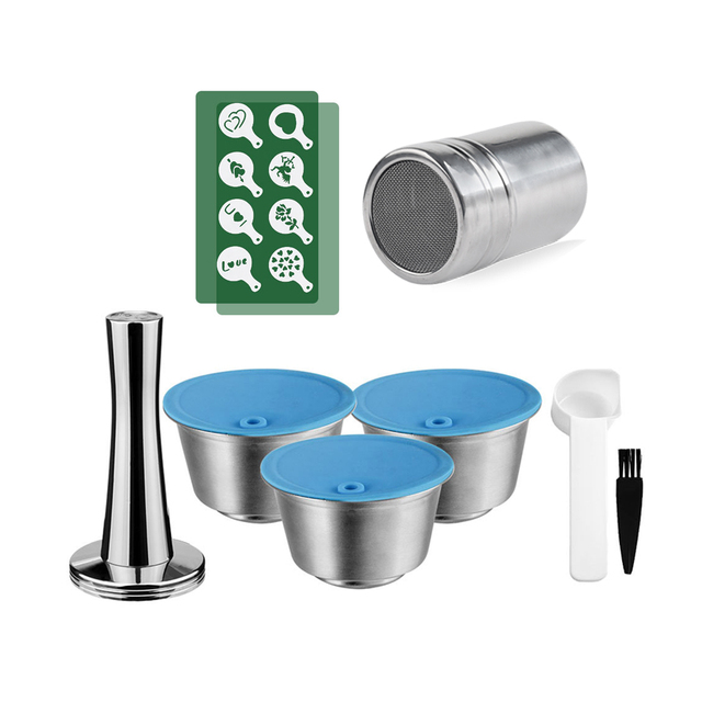 Refillable For Dolce Gusto Capsule Silicone Sleeve Stainless Steel Metal Dolci Gusto Coffee Maker Coffee Scoop Tamper i Cafilas: Chocolate