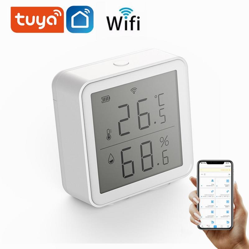 WiFi Smart Temperature Humidity Sensor Long Range Wireless Digital Hygrometer Tuya APP Compatible With Alexa Google Assistant