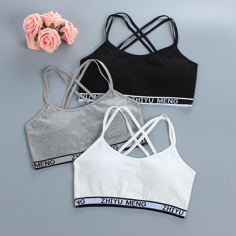 Cotton Womens Bra Non-wired Tube Top Lingerie Teen Girls Underwear Training Bras Big Children Shaping Breathable Elasticity Vest