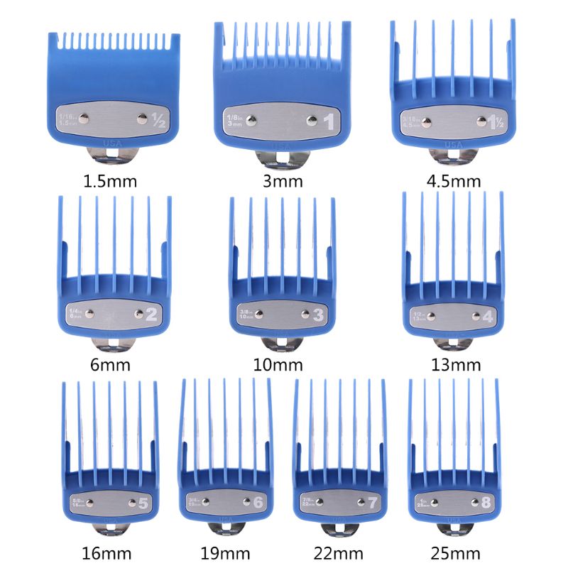 Pente de guia colorido, pentes com vários tamanhos de metal, ferramenta de corte, cortador de cabelo