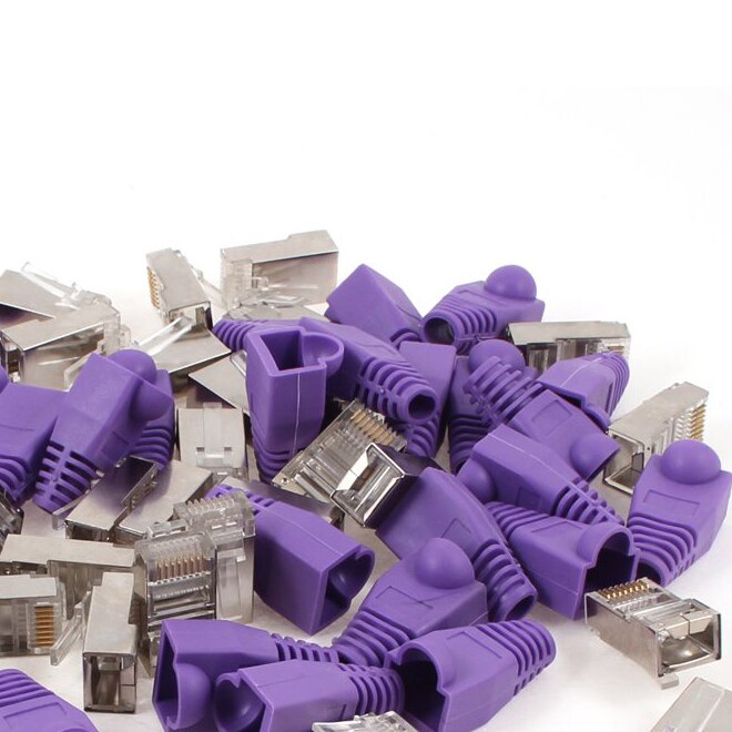 CAA 30 Pcs Metal Shielded 8P8C RJ45 Plug Network Connectors Sleeve