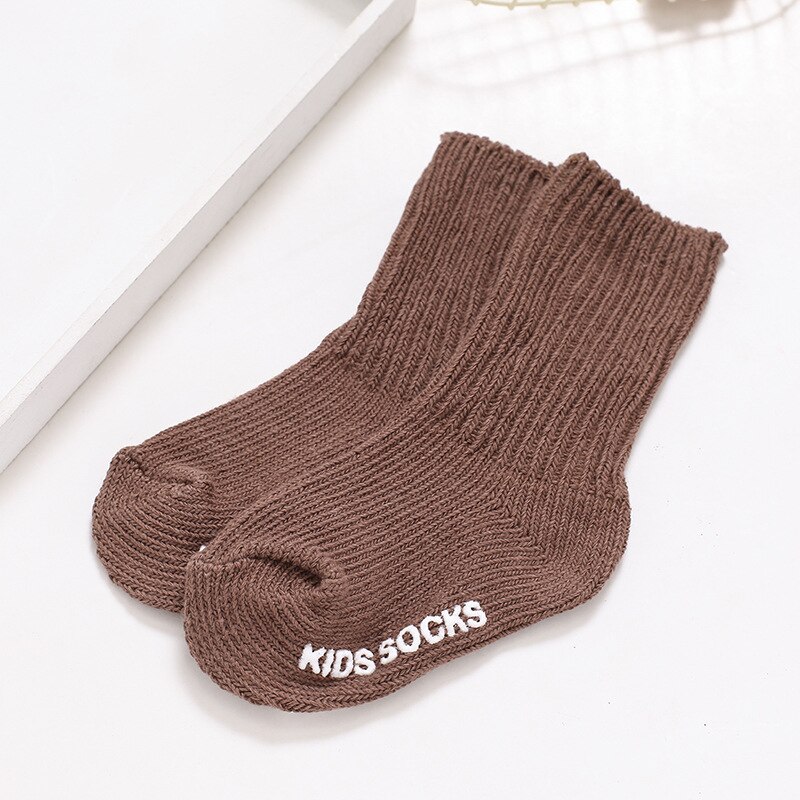 Hylidge Katoenen Baby Sokken Jongen Meisjes Lange Sokken Winter Warm Gebreide Sokken Voor 0-4 Jaar Kinderen Baby Peuter sok 10 Kleuren: Coffee / M (2-4 years)