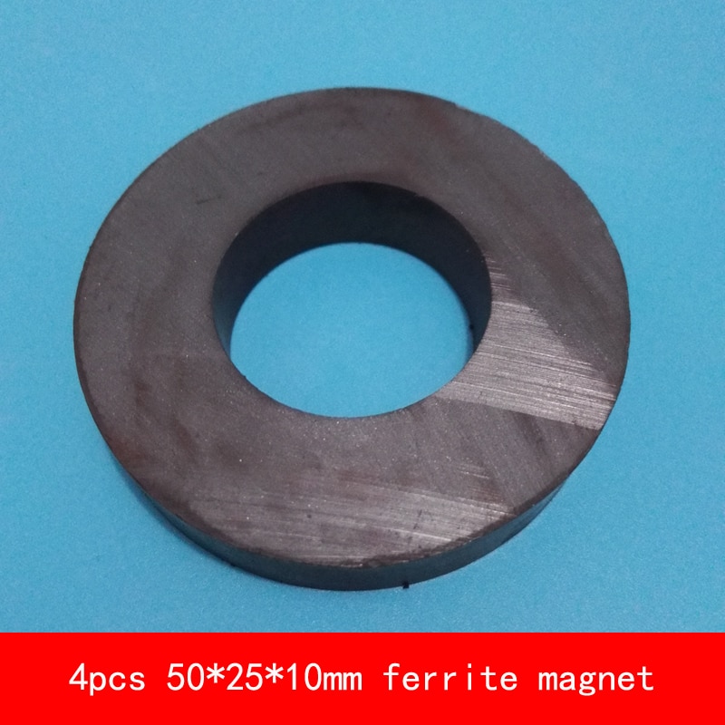 4 stks D50 * 10mm gat 25mm werk temperatuur-40 tot + 220 Celsius permanente ring ferriet magneet speaker magneten