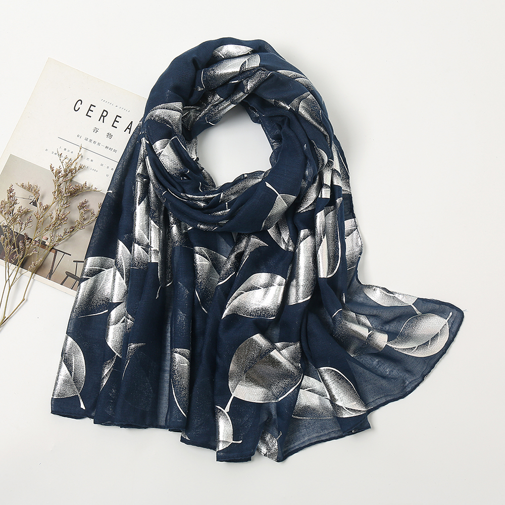 Luxury Silver Glitter Scarf Women Leaves Shimmer Hijab Oversize Shiny Shawl Stoles Muslim Women Veils Cotton Women&#39;s Scarves: 5