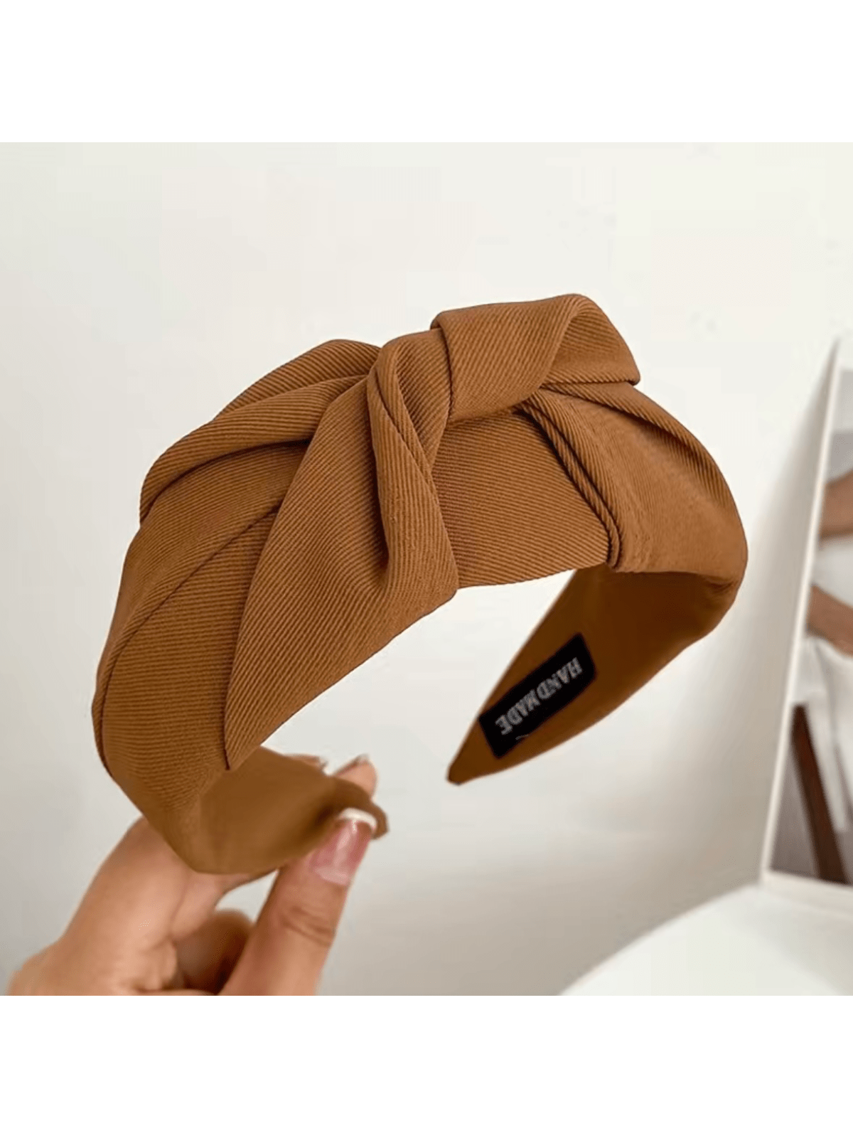 1 peça/3 peças faixa de cabelo de tecido macio vintage-1 peça de argola de cabelo com decoração de nó-acessório de cabelo largo e antiderrapante para um visual elegante: Café