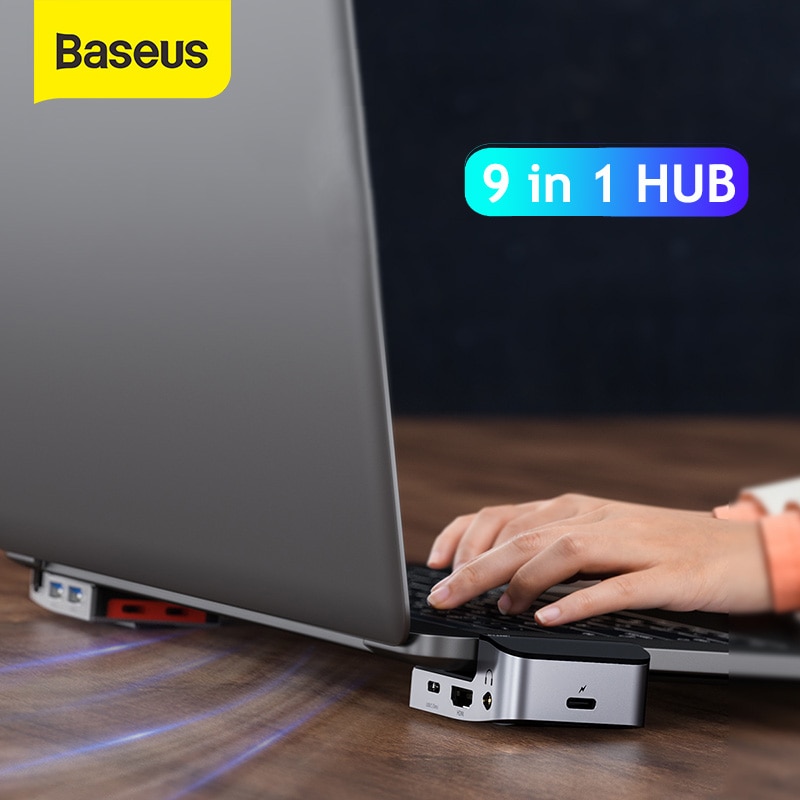 Baseus Usb C Hub Naar Hdmi Adapter Dock Usb 3.0 Voor Macbook Pro 3 Usb Splitter USB-C Type C RJ45 houder 9 In 1 Type C Hub