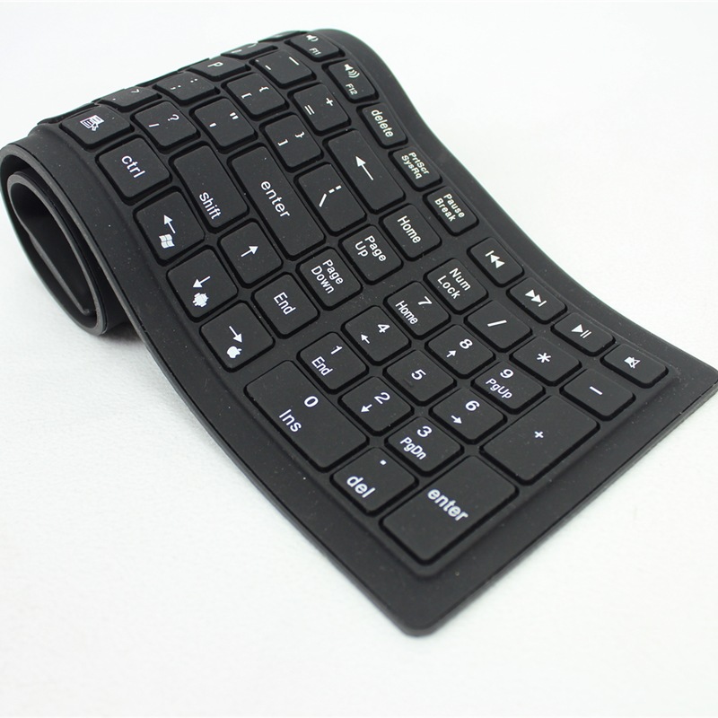 Gummi Silikon Drahtlose Bluetooth-kompatibel Tastatur Faltbare flexibel rollen hoch Stille für iOS Android PC Tablette