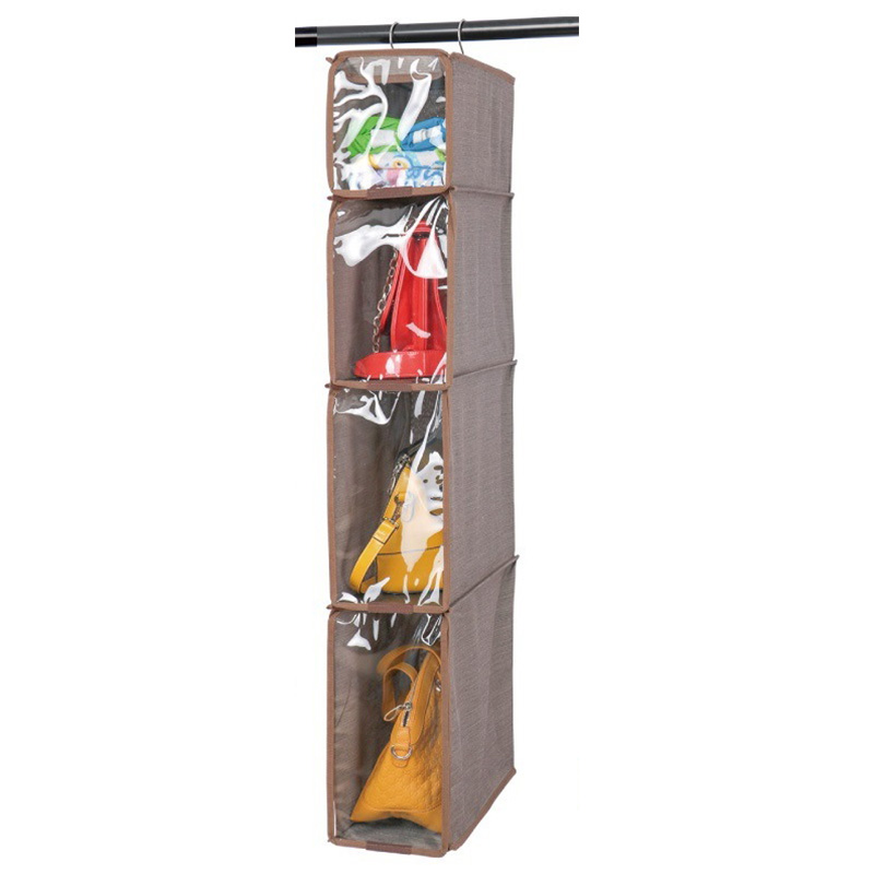 Handbag Hanging Organizer Closet Organizer Women Handbag Storage Holder Dust Proof Handbags Storage Bag Wardrobe Organizer: Coffee 4 layers