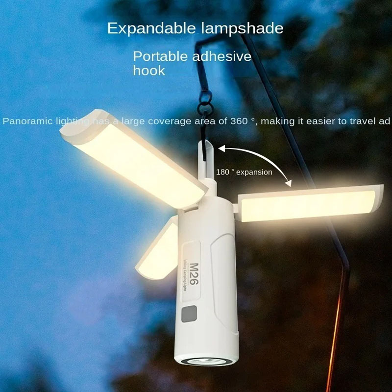 Tragbare wasserdichte Campingleuchte, Außenbeleuchtung, faltbar, starke magnetische Absaugung, wiederaufladbare Notfalllampe, Reisezeltleuchte